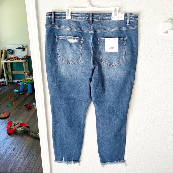 Vervet Blue Jeans Women's 22 Haylie High Rise Skinny Button Fly Distressed NWT - Picture 2 of 10